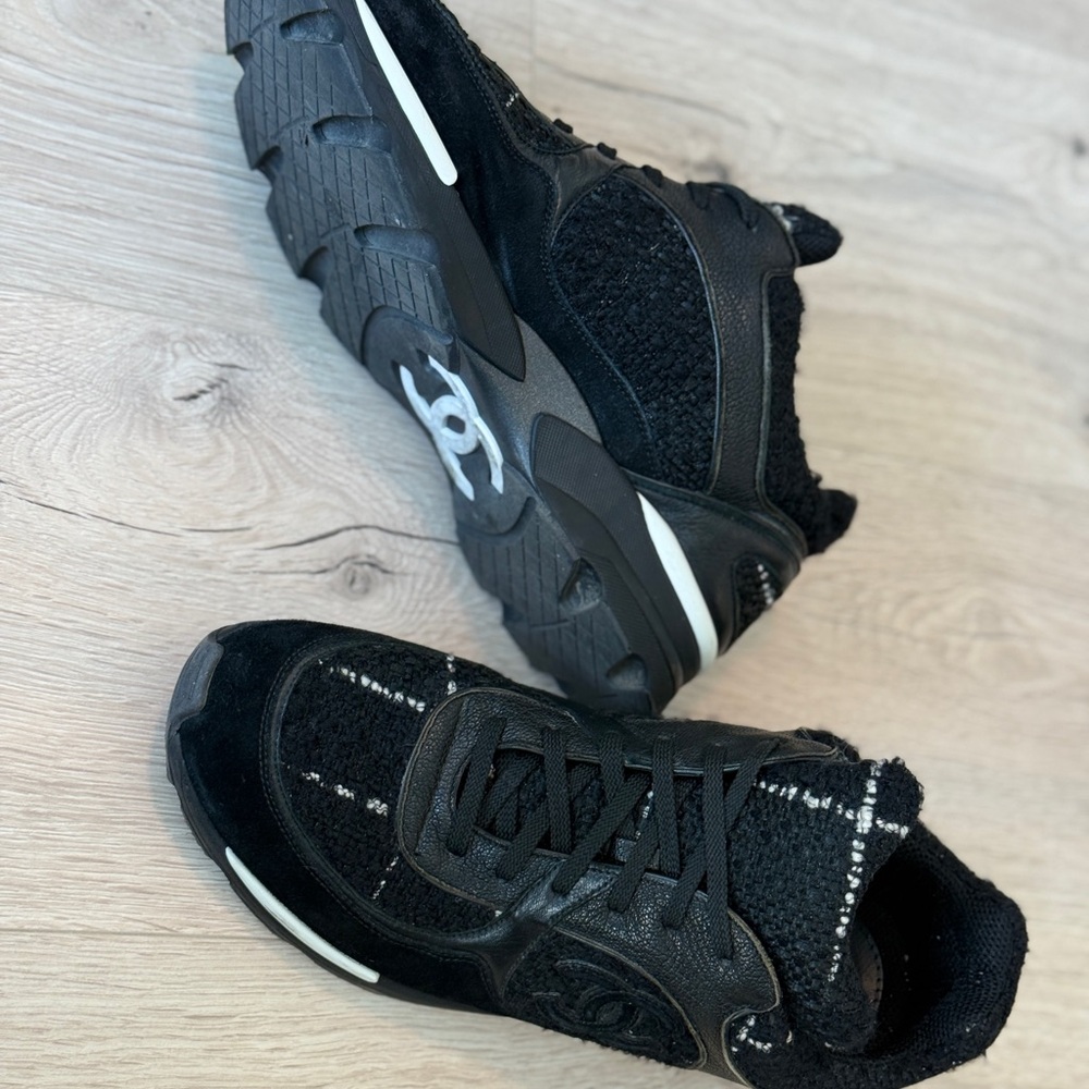 CHANEL Black Tweed Sneakers